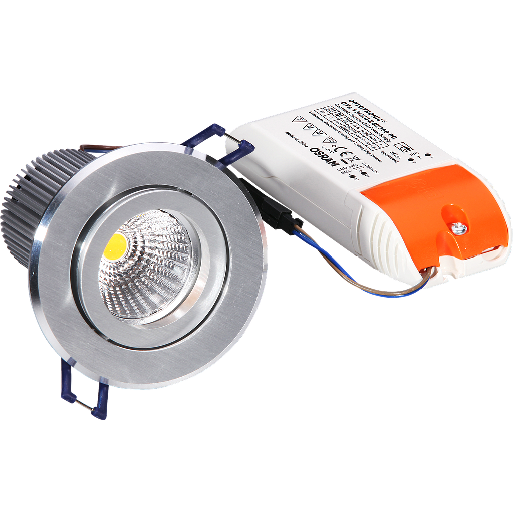 LED Downlightset, Alu-gebürstet, 9W,