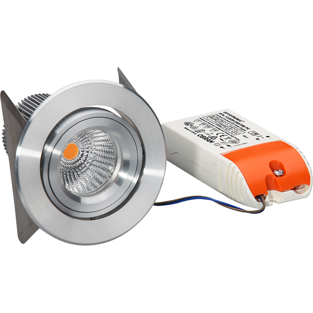 LED Downlightset, Alu-gebürstet, 9W,