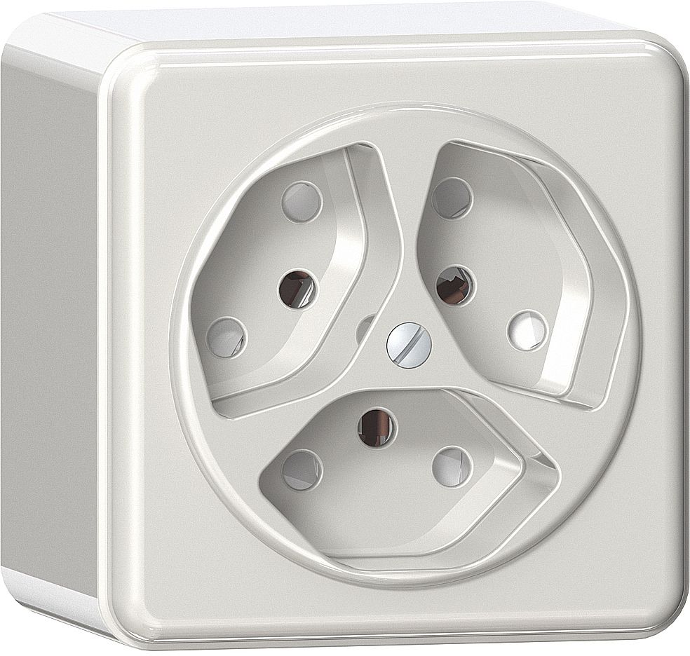 AP-Steckdose CLASSIC 3×T13 ws