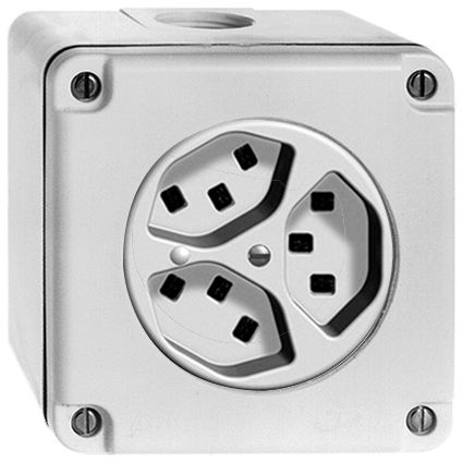 AP-Steckdose feucht 3×T23 ws