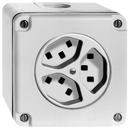 AP-Steckdose feucht 3×T23 ws