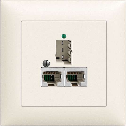 UP-Anschlussdose 1×TT,2×RJ45/s