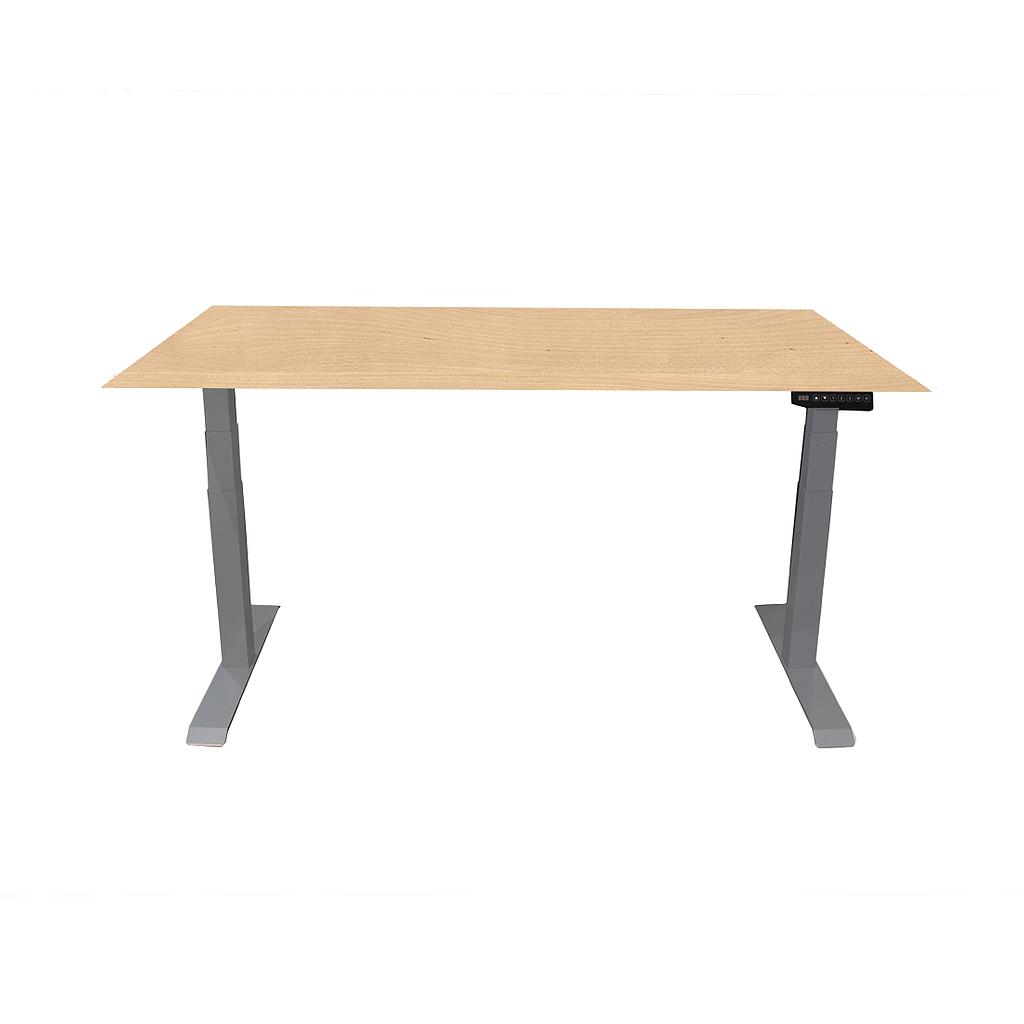 höhenverstellbarer Bürotisch 1.6×0.8m Ahorn Natur/Gestell RAL 7045