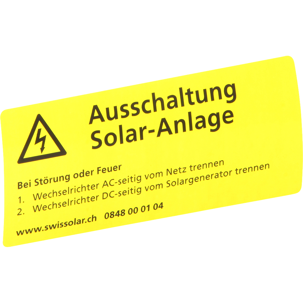 Kleber «Ausschaltung Solaranlage»