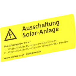 [194911039] Kleber «Ausschaltung Solaranlage»